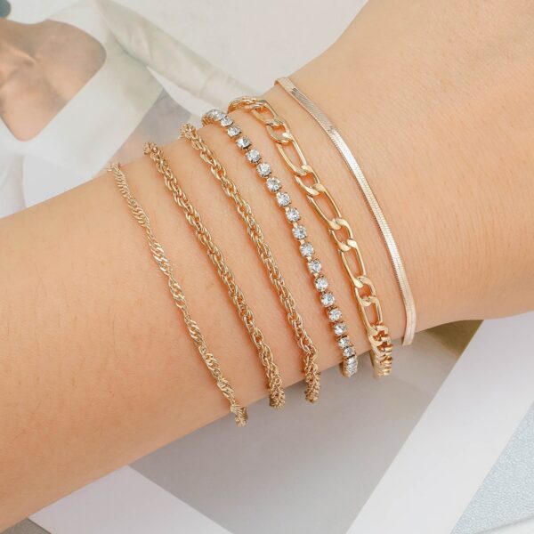 Simple Metal Multi-layer Bracelet Six-piece Set - Image 4