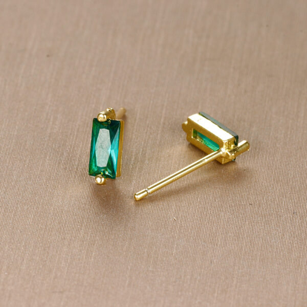 Simple Small Square Multicolor Zircon Silver Stud Earrings - Image 9