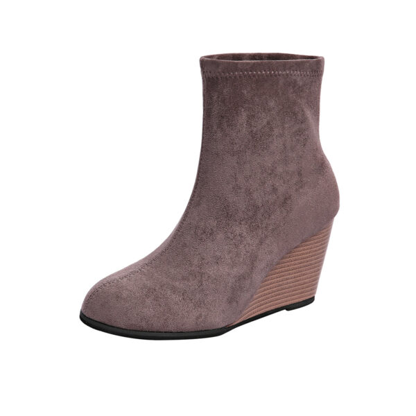 Fashion Thick-soled Wedges Boots Winter Suede Height-increasing Shoes Warm Solid Ankle Boot - Image 4