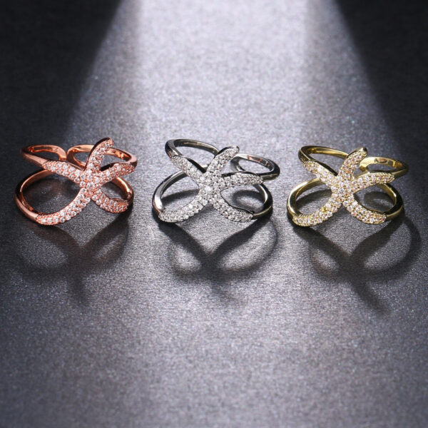 Delicate Zircon Starfish Adjustable Ring