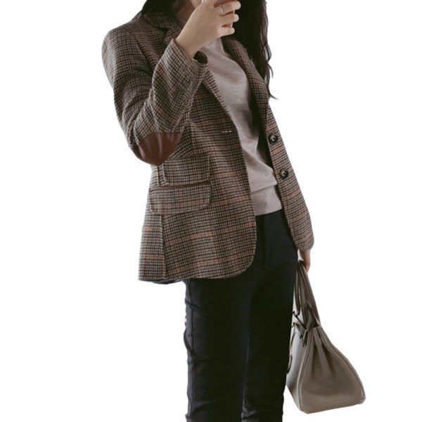 Woolen plaid small suit women jacket - Image 3