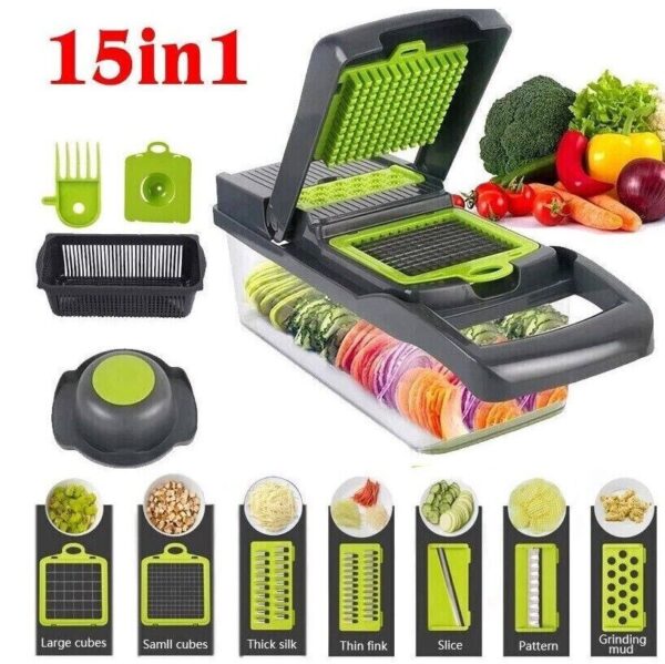 Vegetable Chopper, Salad Fruit Vegetable Food Chopper Slicer Peeler 15 In 1