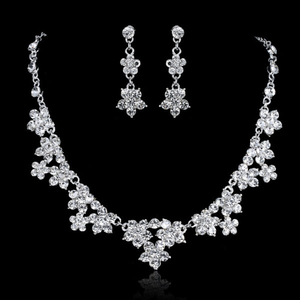 Bridal accessories wholesale, bridal three sets necklace, European and American wedding accessories, wedding jewelry set wholesale - Image 3