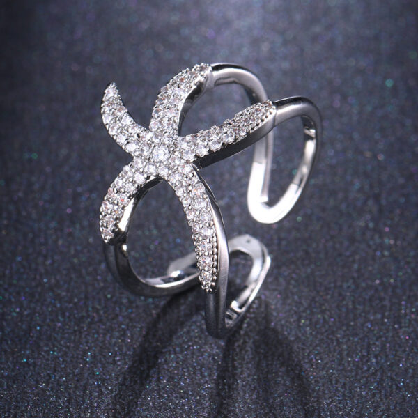 Delicate Zircon Starfish Adjustable Ring - Image 2