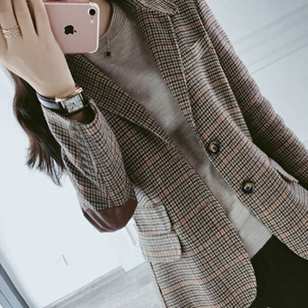 Woolen plaid small suit women jacket - Image 6