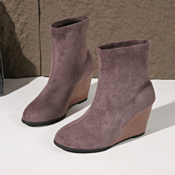 Fashion Thick-soled Wedges Boots Winter Suede Height-increasing Shoes Warm Solid Ankle Boot - Image 5