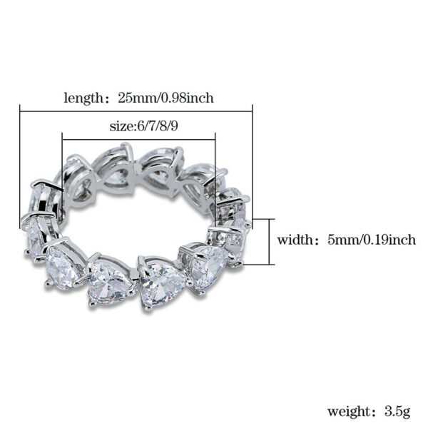 Love shape zircon couple ring - Image 2