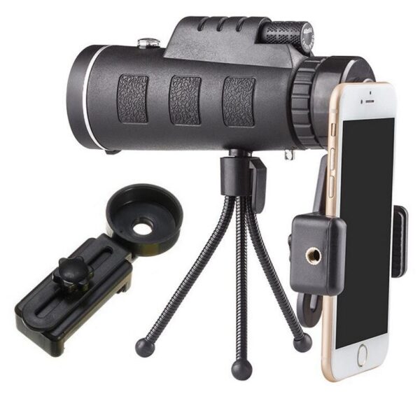 Compatible with Apple, Monocular Telescope Zoom Scope with Compass Phone Clip Tripod - Image 5