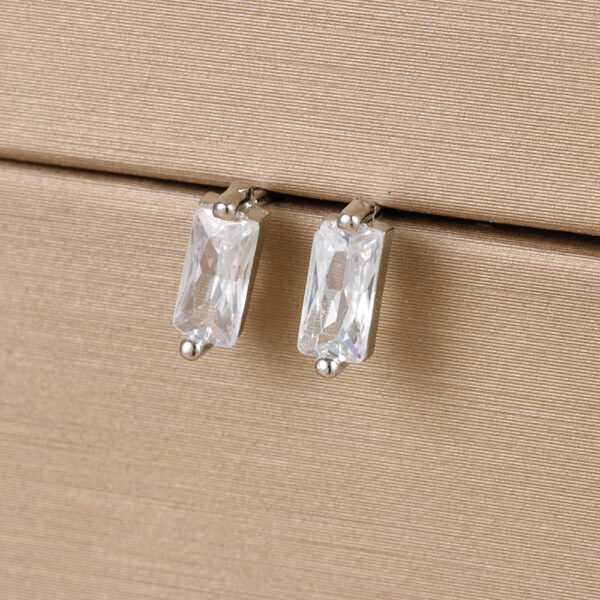 Simple Small Square Multicolor Zircon Silver Stud Earrings - Image 5