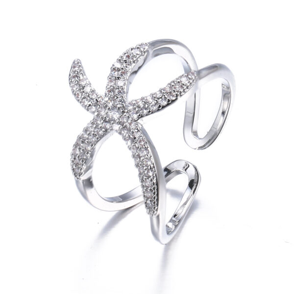 Delicate Zircon Starfish Adjustable Ring - Image 4