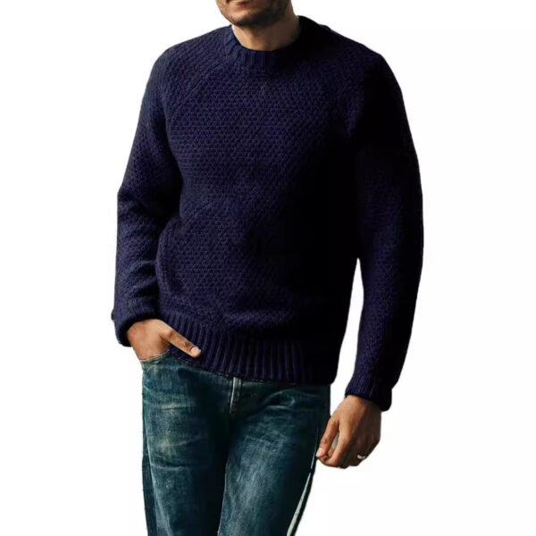 Men's Pullover Sweater Winter Casual Solid Color Round Neck Knitted Top Clothing - Image 6