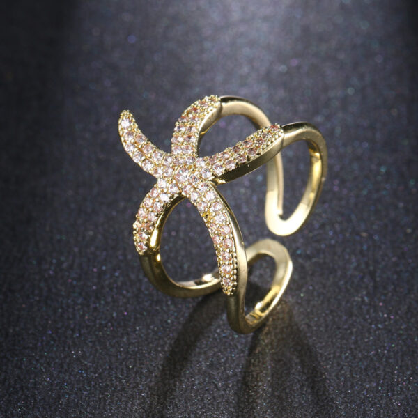 Delicate Zircon Starfish Adjustable Ring - Image 5