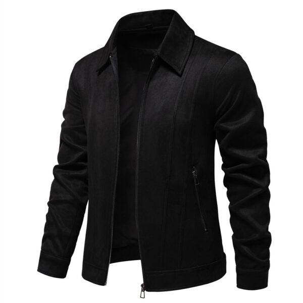 Fashion Lapel Zipper Jacket Autumn And Winter Solid Suede Coat Men's Clothing Outdoor - Image 8