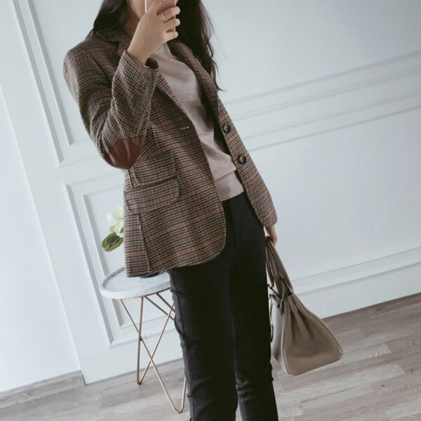 Woolen plaid small suit women jacket - Image 5