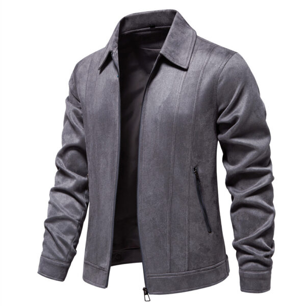 Fashion Lapel Zipper Jacket Autumn And Winter Solid Suede Coat Men's Clothing Outdoor - Image 5