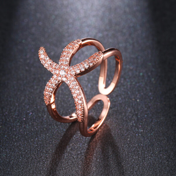 Delicate Zircon Starfish Adjustable Ring - Image 3