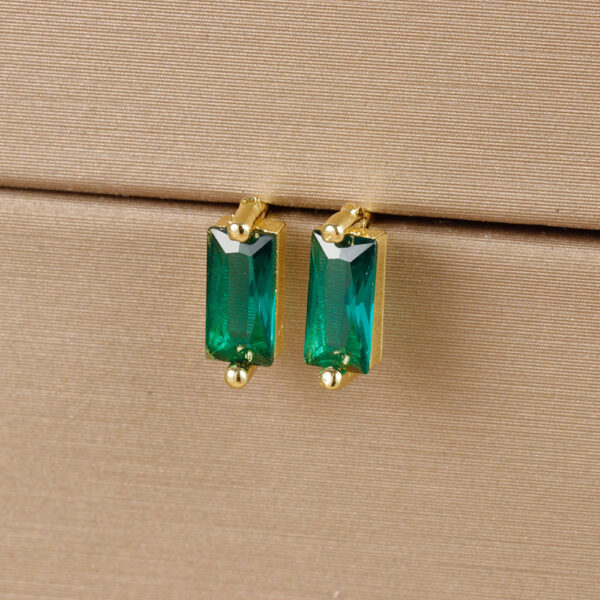 Simple Small Square Multicolor Zircon Silver Stud Earrings - Image 10