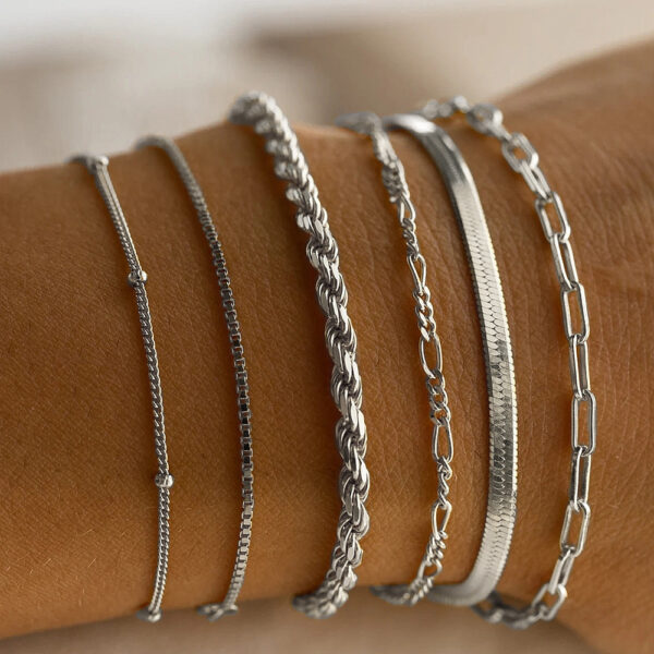 Simple Metal Multi-layer Bracelet Six-piece Set - Image 7