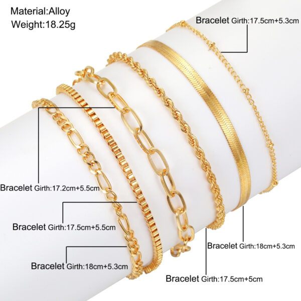 Simple Metal Multi-layer Bracelet Six-piece Set - Image 9