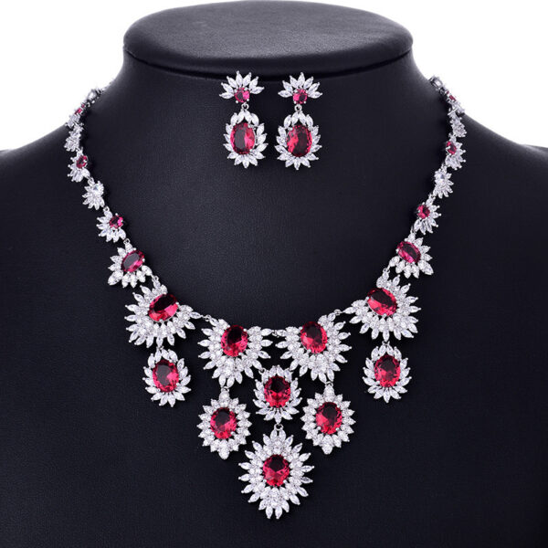 Jewelry Colorful Zircon Earrings Necklace Set Bridal Wedding Jewelry Accessories - Image 2