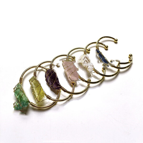 Explosive Natural Crystal Rough Stone Gold Winding Unshaped Bracelet Jewelry Crystal Bracelet - Image 2