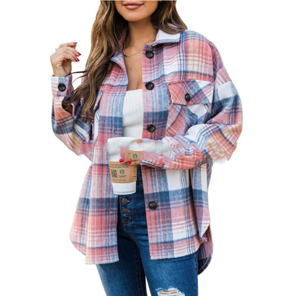 Flannel Jacket Casual Check Button Down - Image 4