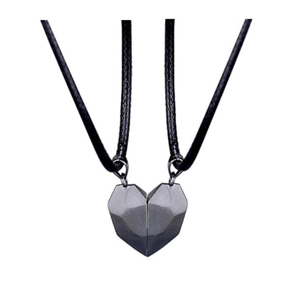 Minimalist Lovers Matching Friendship Heart Pendant Couple Magnetic Distance Faceted Heart Pendant Necklace Couple Jewelry - Image 9