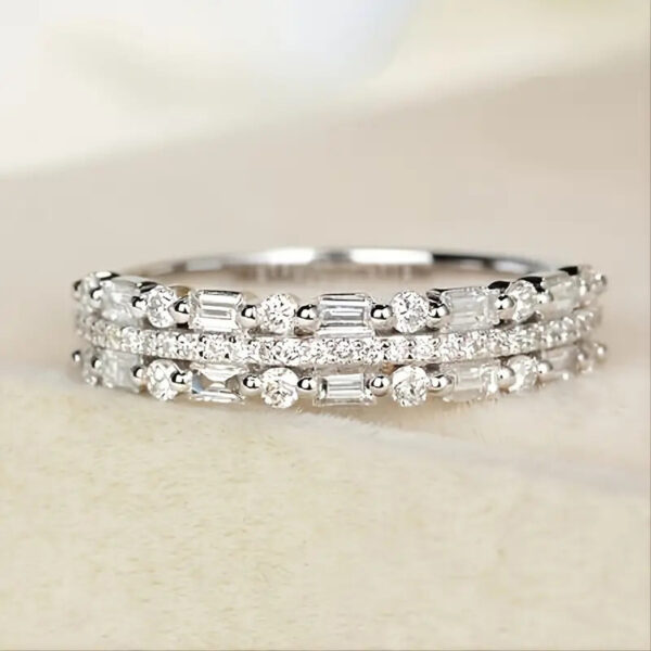 Multilayer Ring Three-layer Fine Circle Line Setting For Women Full Finger Rings Jewelry Gifts - Image 5