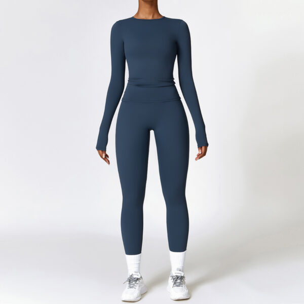 Tight-fitting Brushed Yoga Suit Quick-drying Fitness Clothes  Fitness Long Sleeve Tracksuits Sports Suit Gym Top High Waist Leggings Women Sets Yoga Set - Image 3