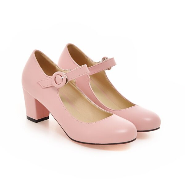 Buckle High Heels Round Head Leisure Low-top Shoes - Image 3