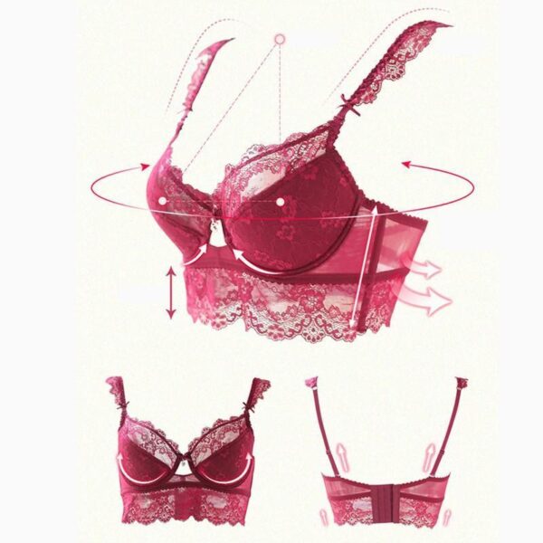 Women Sexy Bra Set Ultra-thin Red Black Lace Bras Underwear Push up Bra and underwear Sexy Mousse - Image 6