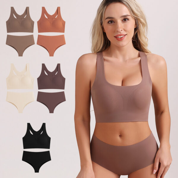 European And American Sports Seamless Wireless Bra Set