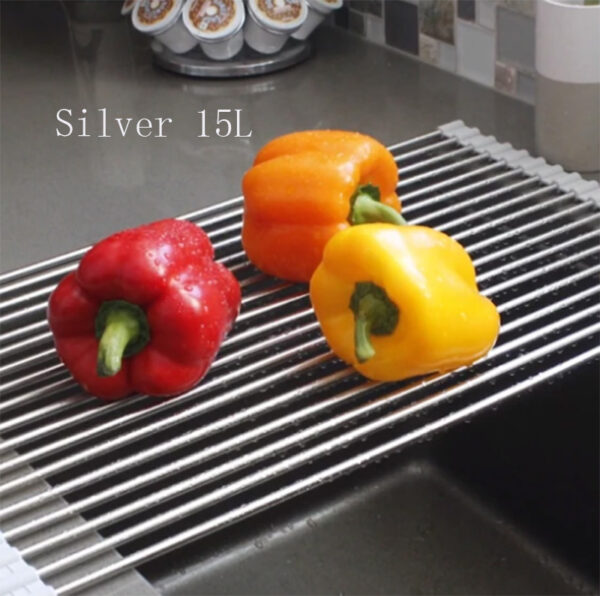 Folding Kitchen Drain Sink Rack Stainless Steel - Image 6