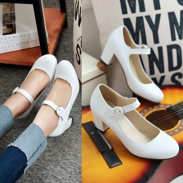 Buckle High Heels Round Head Leisure Low-top Shoes - Image 5