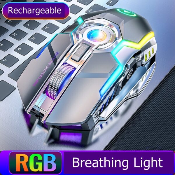 Color Wireless Gaming RGB Rechargeable Mute Button Mouse - Image 5