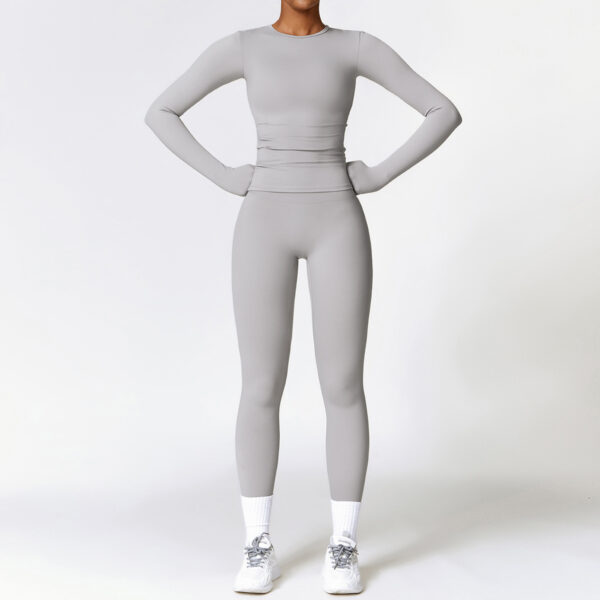 Tight-fitting Brushed Yoga Suit Quick-drying Fitness Clothes  Fitness Long Sleeve Tracksuits Sports Suit Gym Top High Waist Leggings Women Sets Yoga Set - Image 6