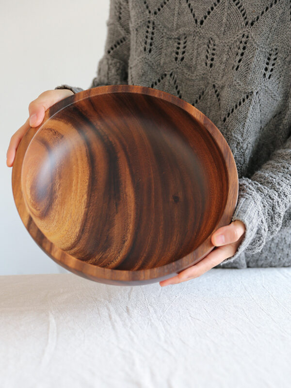 Kitchen Natural Wooden Bowl Household Fruit Bowl Salad Bowl For Home Restaurant Food Container Wooden Utensils Note The Size Hot - Image 9