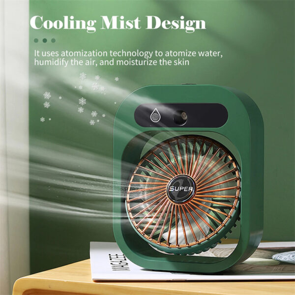 Air Conditioning Fan Desk Misting Fan Air Cooler Cooling USB Rechargeable Humidifier Portable Spray Fan With 3 Wind Speeds Mist Fan For Home - Image 5