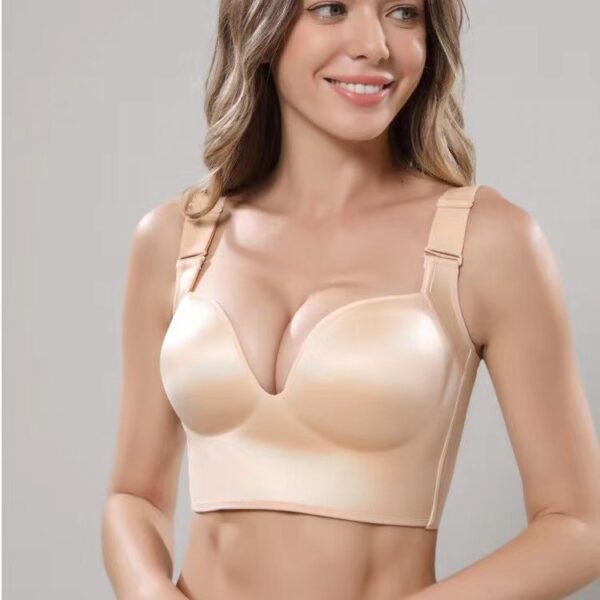 Women's Glossy Surface Without A Scratch Plus Size Wireless Thin Body Shaping Breast Holding Bra - Image 9