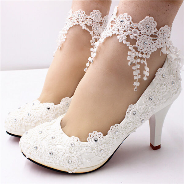 White Oversized High Heeled Women's Shoes - Image 5