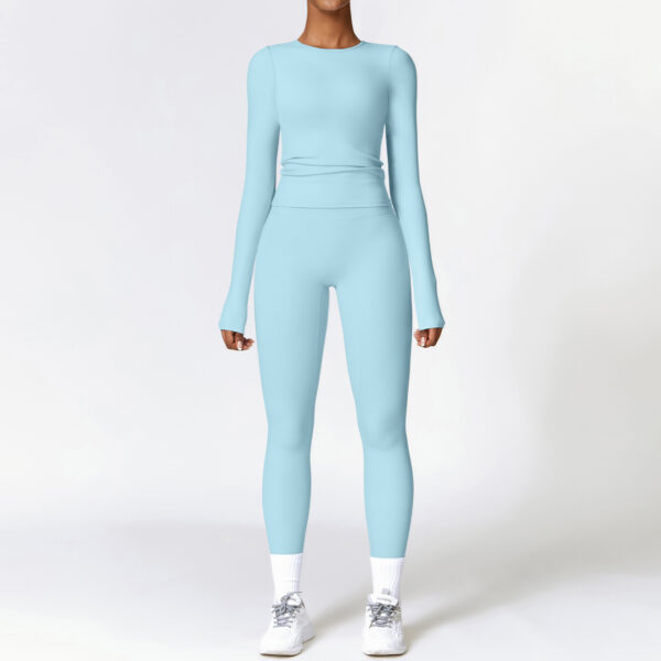 Tight-fitting Brushed Yoga Suit Quick-drying Fitness Clothes  Fitness Long Sleeve Tracksuits Sports Suit Gym Top High Waist Leggings Women Sets Yoga Set - Image 5