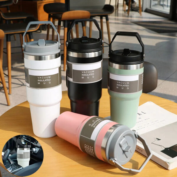 Portable Car Cup Stainless Steel Cup Travel Sports Water Bottle With Handle Cover Coffee Tumbler Cup - Image 8