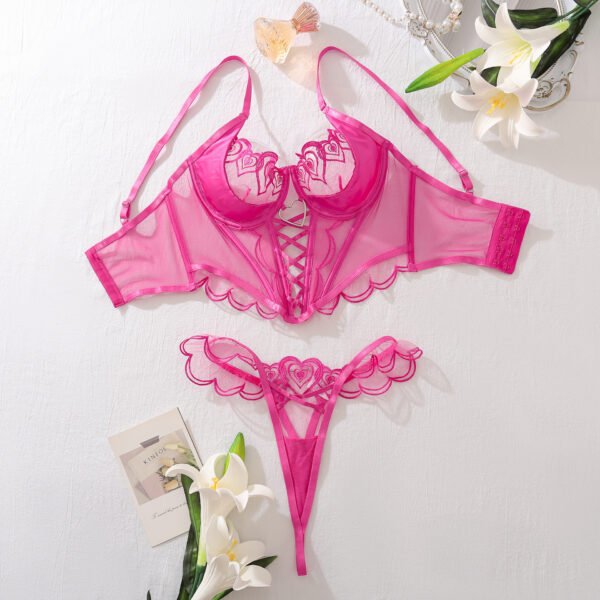 Love Embroidered Shaping Bra Underwear Two-piece Set - Image 3