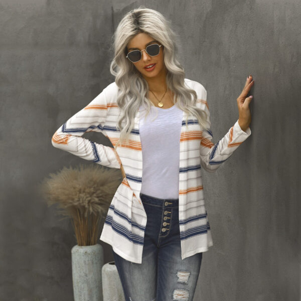 Contrast Casual Striped Long Sleeved Sweater