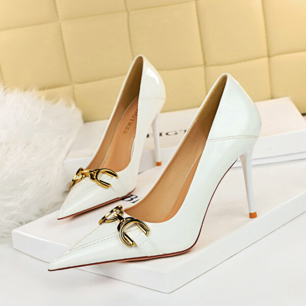 Women Single Shoes With High Metal Belt Buckle - Image 8