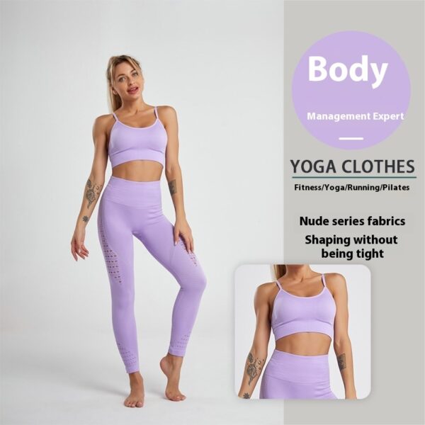 Underwear Yoga Sports Wireless Workout Bra High Waist Suit - Image 8