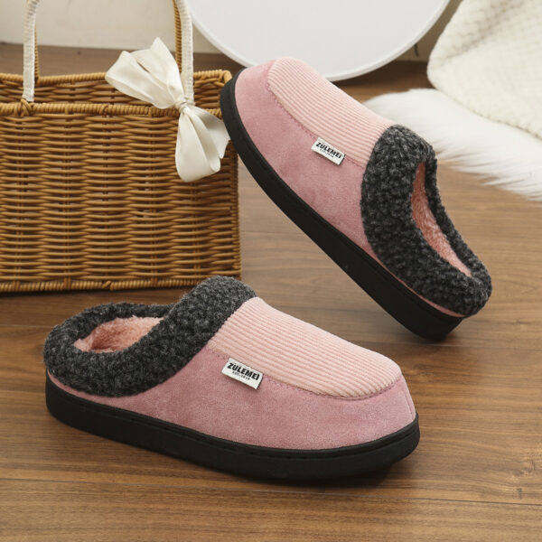 Cotton Slippers Winter Warm Indoor Bedroom Floor Slipper For Couples Non-slip Thick Sole House Shoes Fashion Solid Striped - Image 8